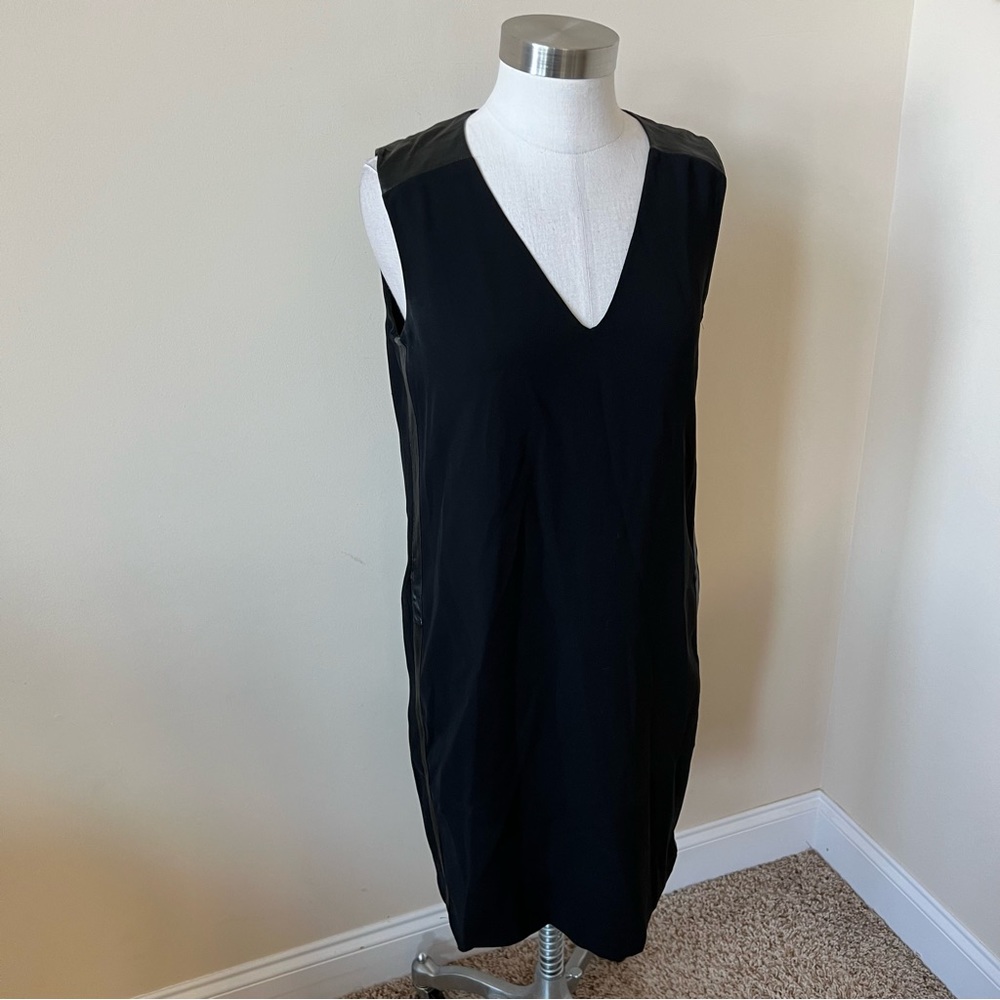 Vince Black Shift Dress with Leather Stripe Detail 17446 - Picture 6 of 9